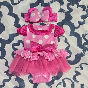 Disney Baby Dress Minnie Mouse Pink with Headband. Size: 6-12 Months
